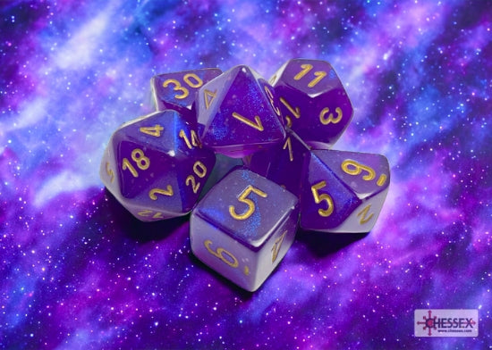 Chessex Borealis Royal Purple/gold Luminary Polyhedral 7-Dice Set - alternate product view