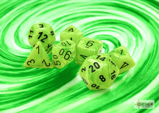 Chessex Vortex Bright Green/black Polyhedral 7-Dice Set