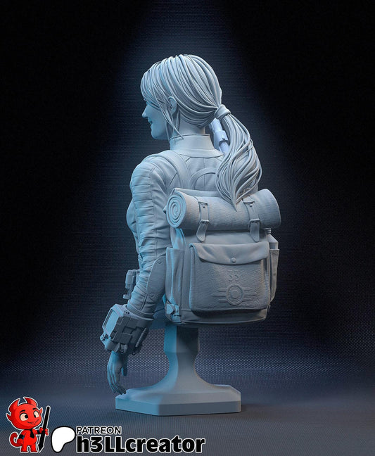 Lucy MacLean TV Character Fallout Bust - resin tabletop miniature alternate angle