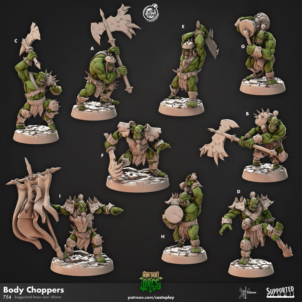 Orc Barbarian Miniature - resin tabletop miniature front view