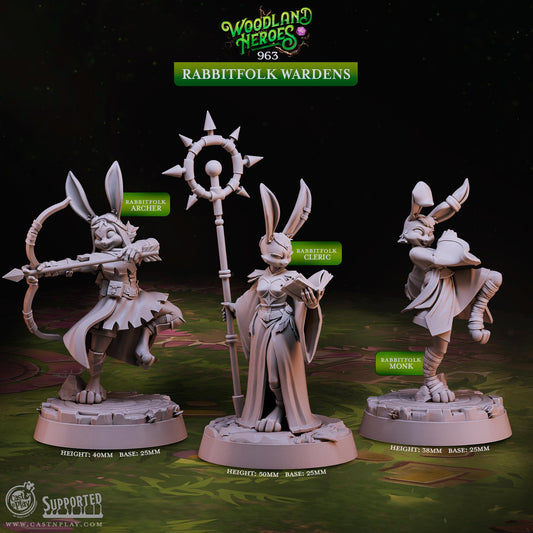 Rabbitfolk Cleric Miniature - resin tabletop miniature alternate angle