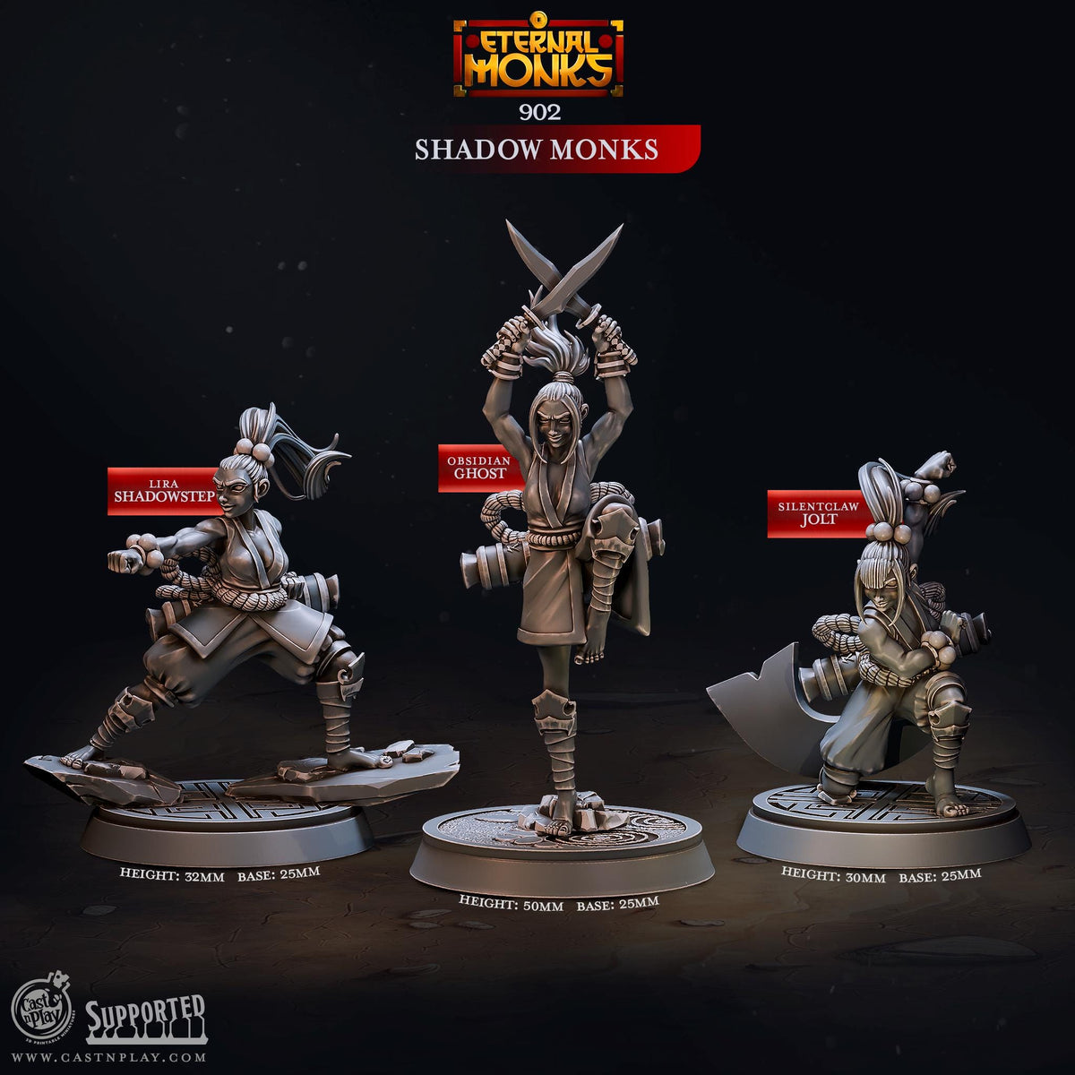Female Monk Miniature - resin tabletop miniature front view