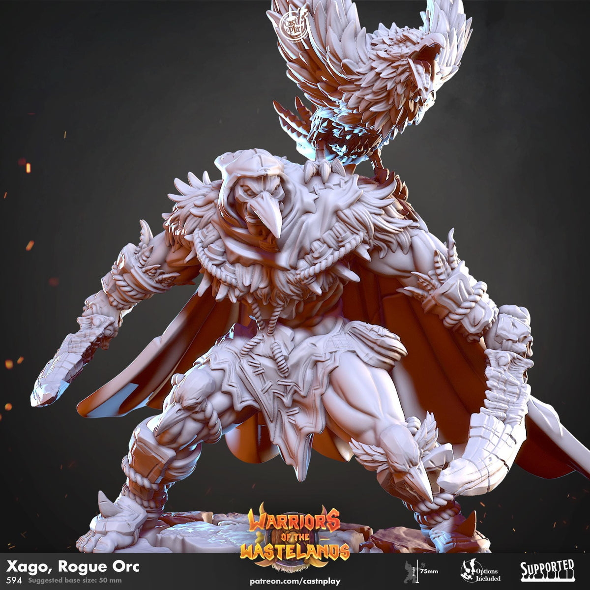 Orc Rogue Miniature - resin tabletop miniature front view