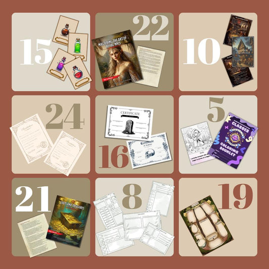 Advent Calendar - printable tabletop RPG resource preview