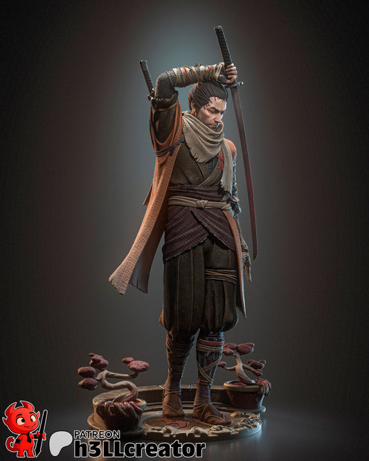 Wolf Sekiro Shadows Die Twice Figure - resin tabletop miniature alternate angle