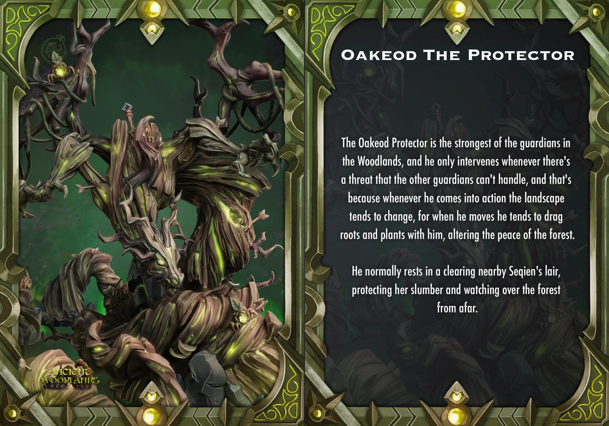 Oakeod the Protector character illustration and woodland guardian lore by Cast n Play