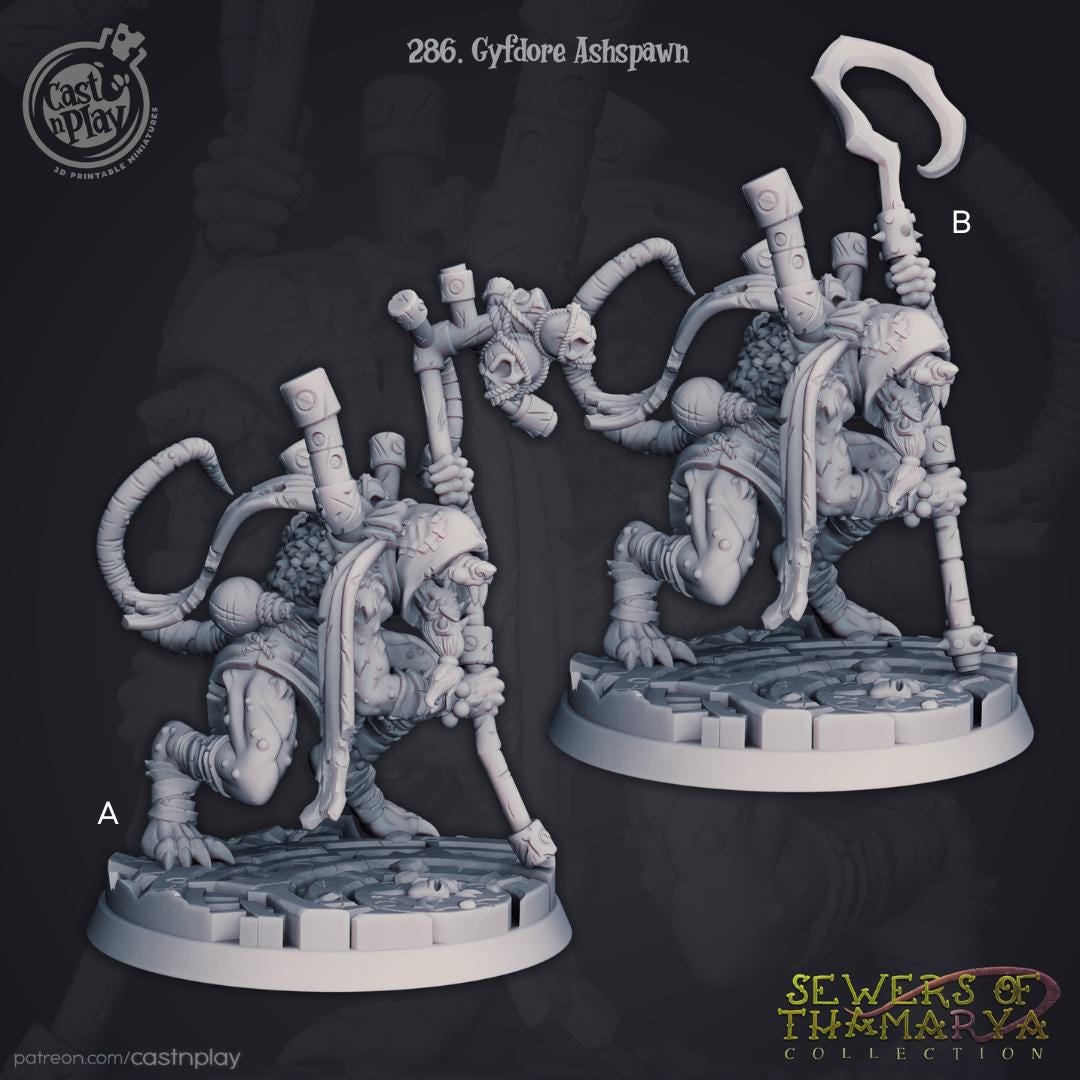 Ratfolk Rogue Miniature - resin tabletop miniature front view