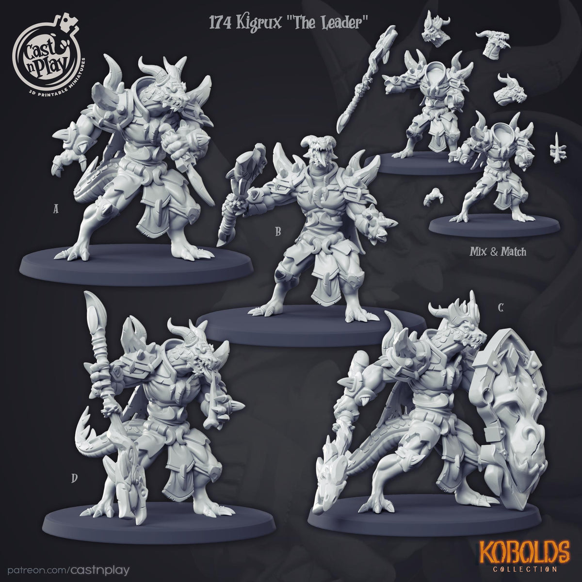 Kobold Paladin Miniature - resin tabletop miniature front view