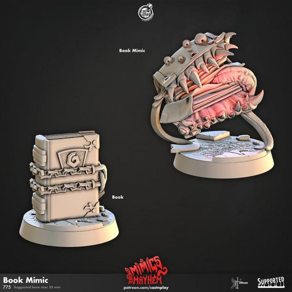 Book Mimic Miniature - resin tabletop miniature front view