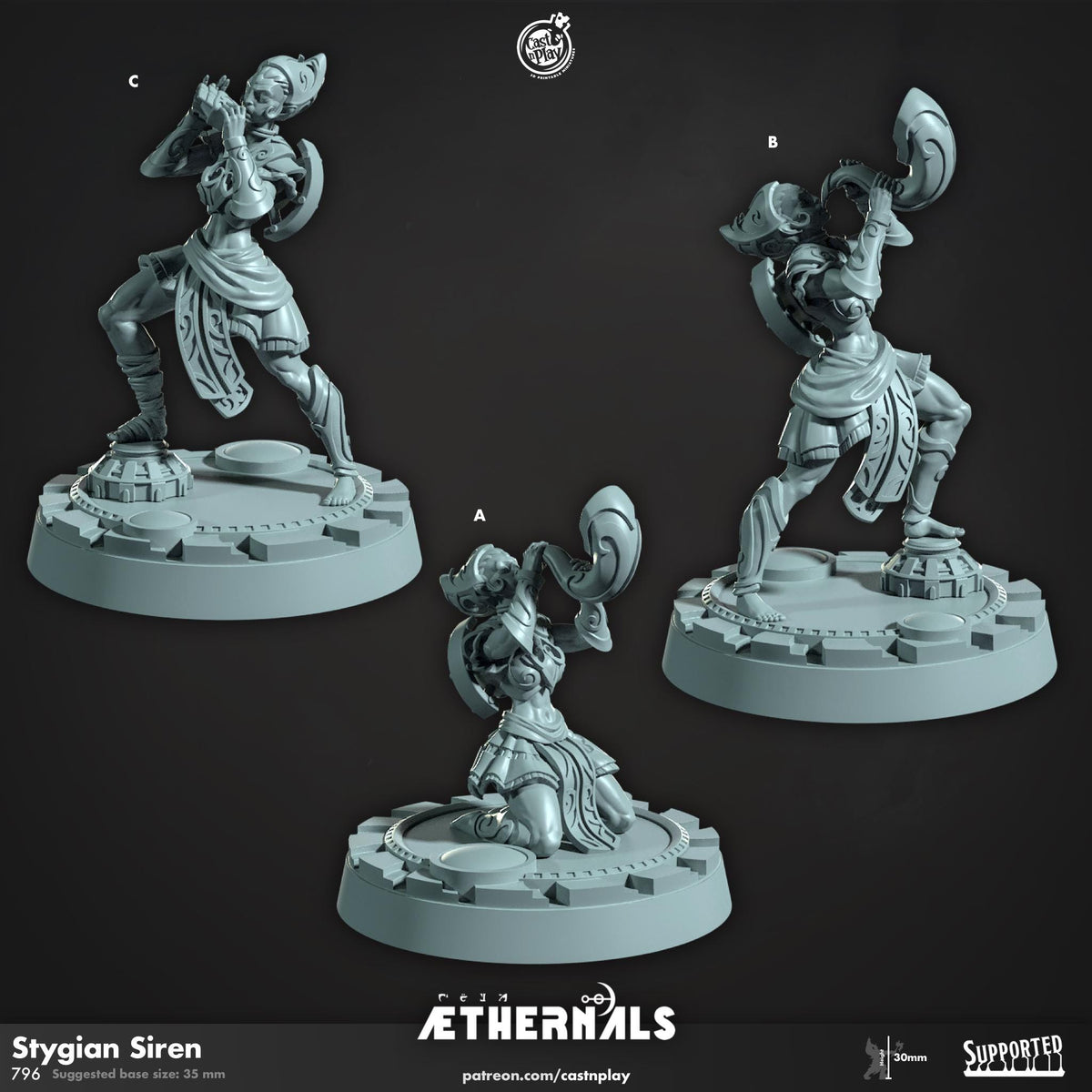 Female Bard Miniature - resin tabletop miniature front view