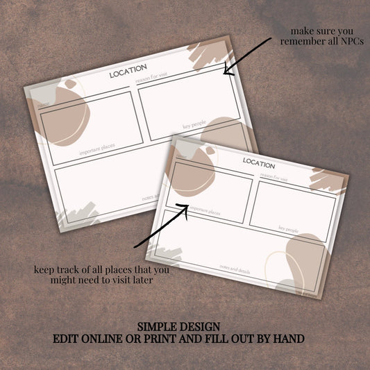 Location Card - printable tabletop RPG resource preview