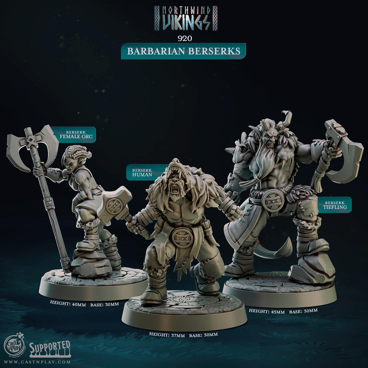 Orc Barbarian Miniature - resin tabletop miniature front view