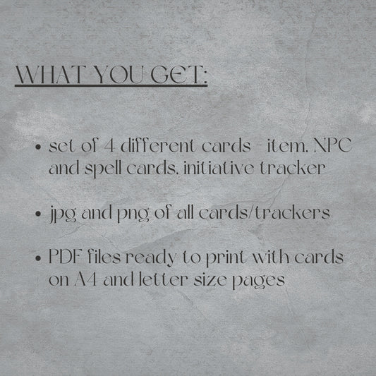 Fillable Cards Set - printable tabletop RPG resource preview