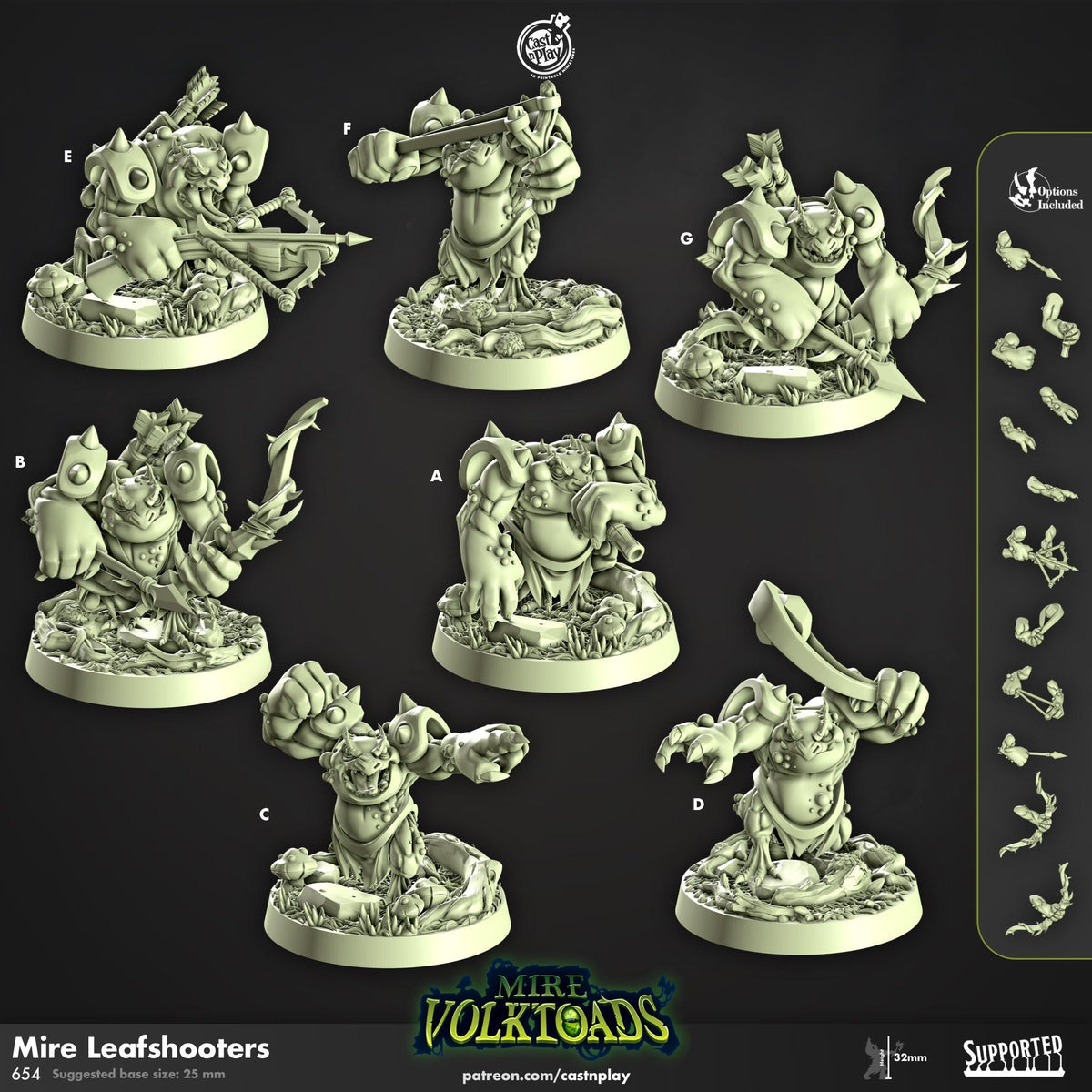 Grung Ranger Miniature - resin tabletop miniature front view