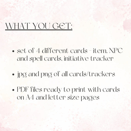 Fillable Cards Set - printable tabletop RPG resource preview