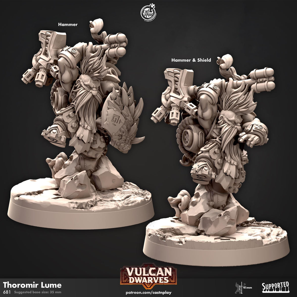 Dwarf Paladin, Fighter & Barbarian Miniature - resin tabletop miniature front view