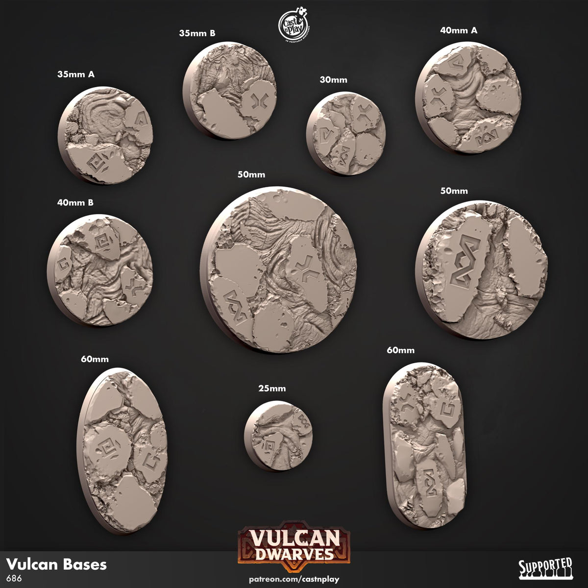 Vulcan Dwarves Bases Set - resin tabletop miniature front view