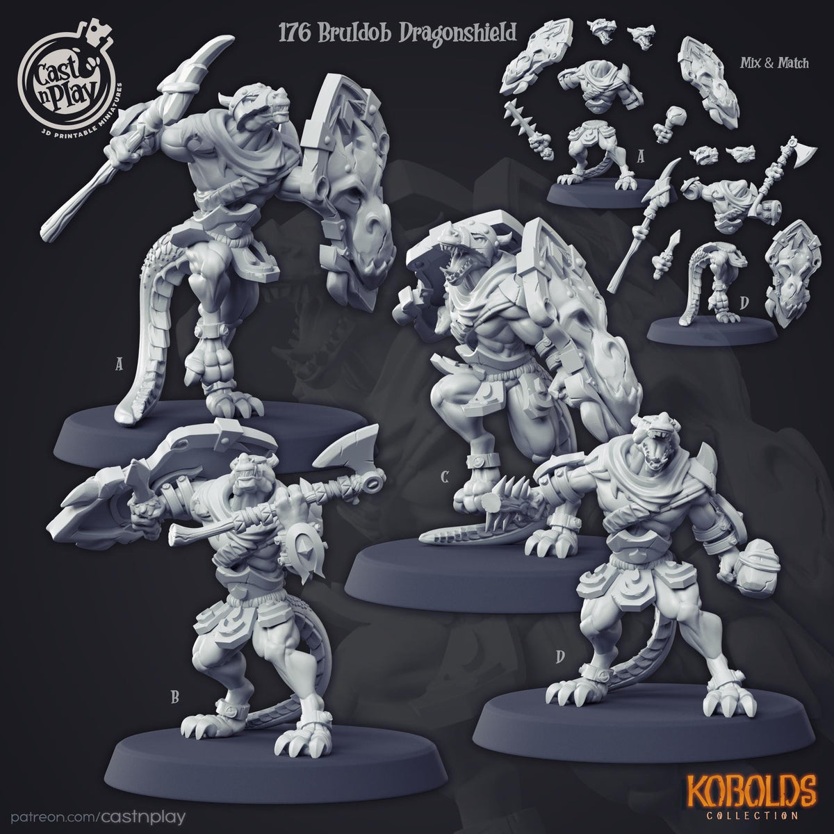 Kobold Paladin Miniature - resin tabletop miniature front view