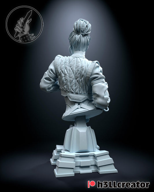 Panam Palmer Bust - Cyberpunk 2077 - resin tabletop miniature alternate angle