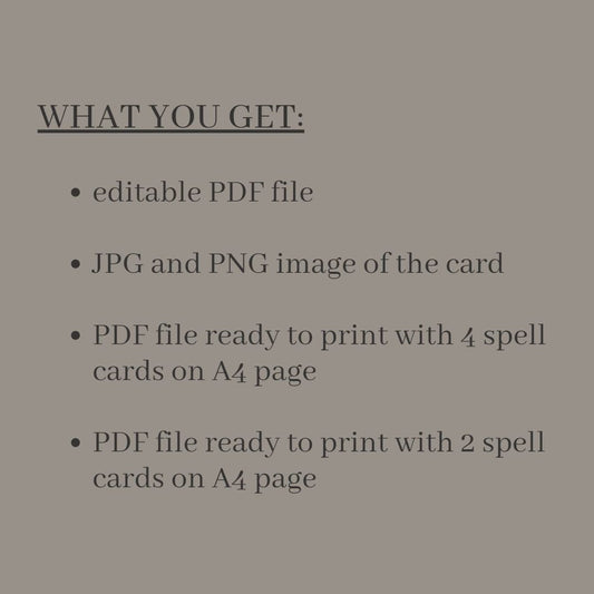 Fillable Spell Cards - printable tabletop RPG resource preview