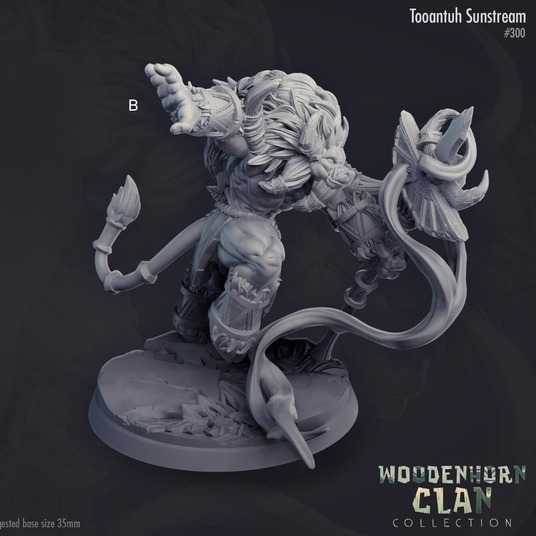 Tauren Shaman Miniature - resin tabletop miniature front view