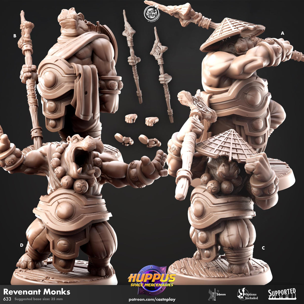 Giff Monk Miniature - resin tabletop miniature front view