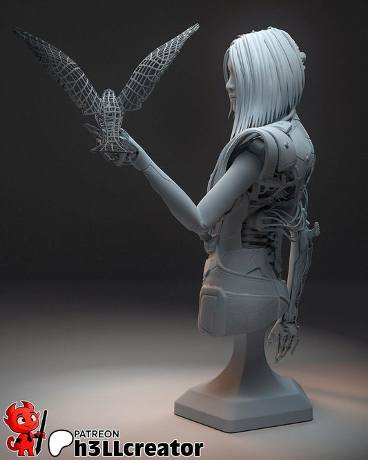 Songbird Bust - resin tabletop miniature alternate angle