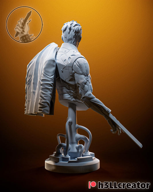 Adam Jensen Deus Ex Bust - resin tabletop miniature alternate angle