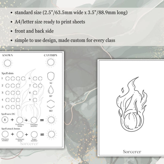 Spell Tracker - printable tabletop RPG resource preview