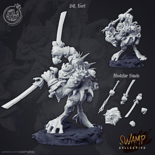 Grung Paladin Miniature - resin tabletop miniature alternate angle
