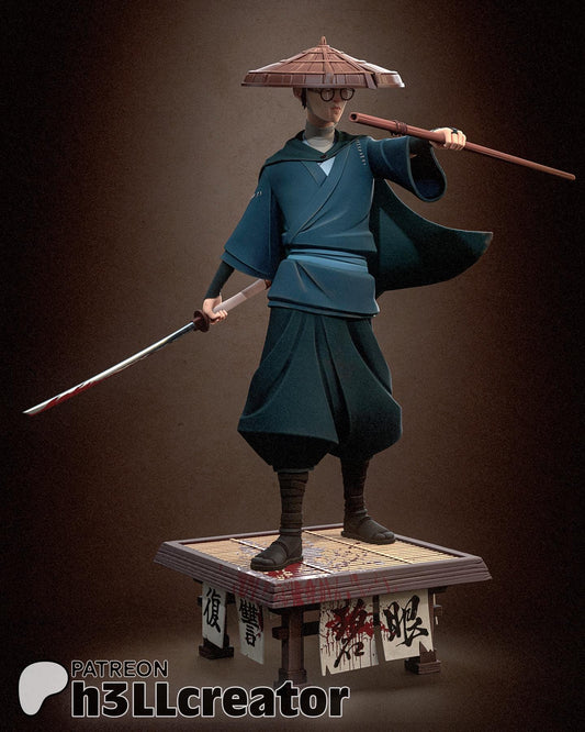Mizu Blue Eye Samurai Figure - resin tabletop miniature alternate angle