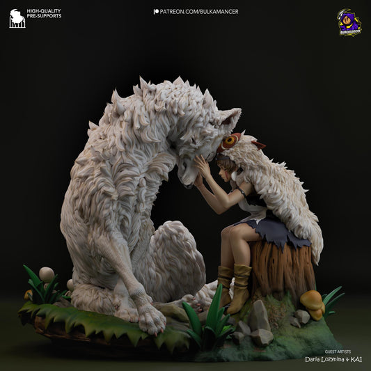 San Princess Mononoke Figure - resin tabletop miniature alternate angle