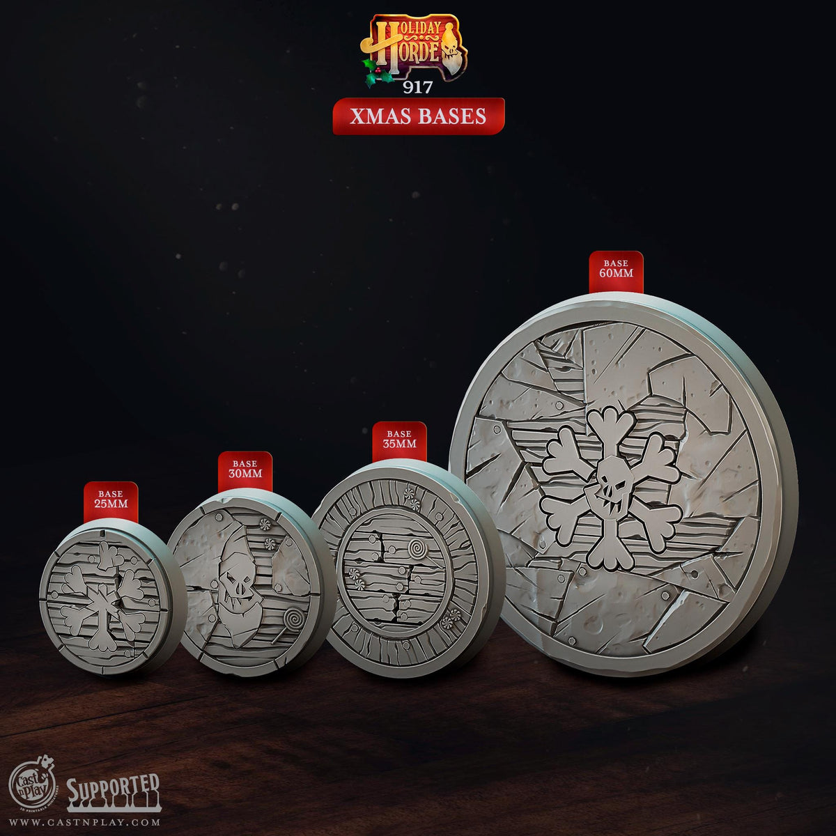 Holiday Horde Collection Bases Set - resin tabletop miniature front view