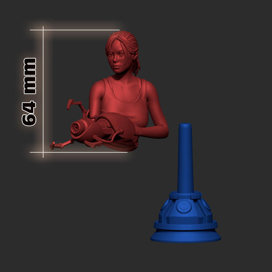 Chell Portal 2 Bust - resin tabletop miniature alternate angle
