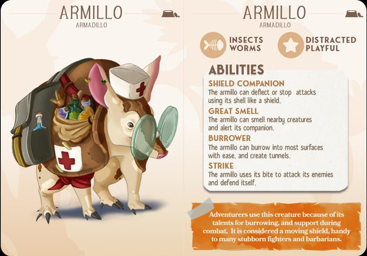 Armadillo Animal Companion Miniature - resin tabletop miniature alternate angle