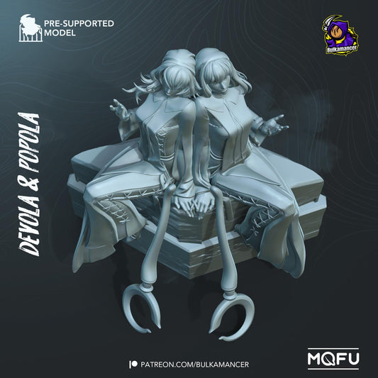 Devola and Popola Figure - NieR: Replicant - resin tabletop miniature alternate angle