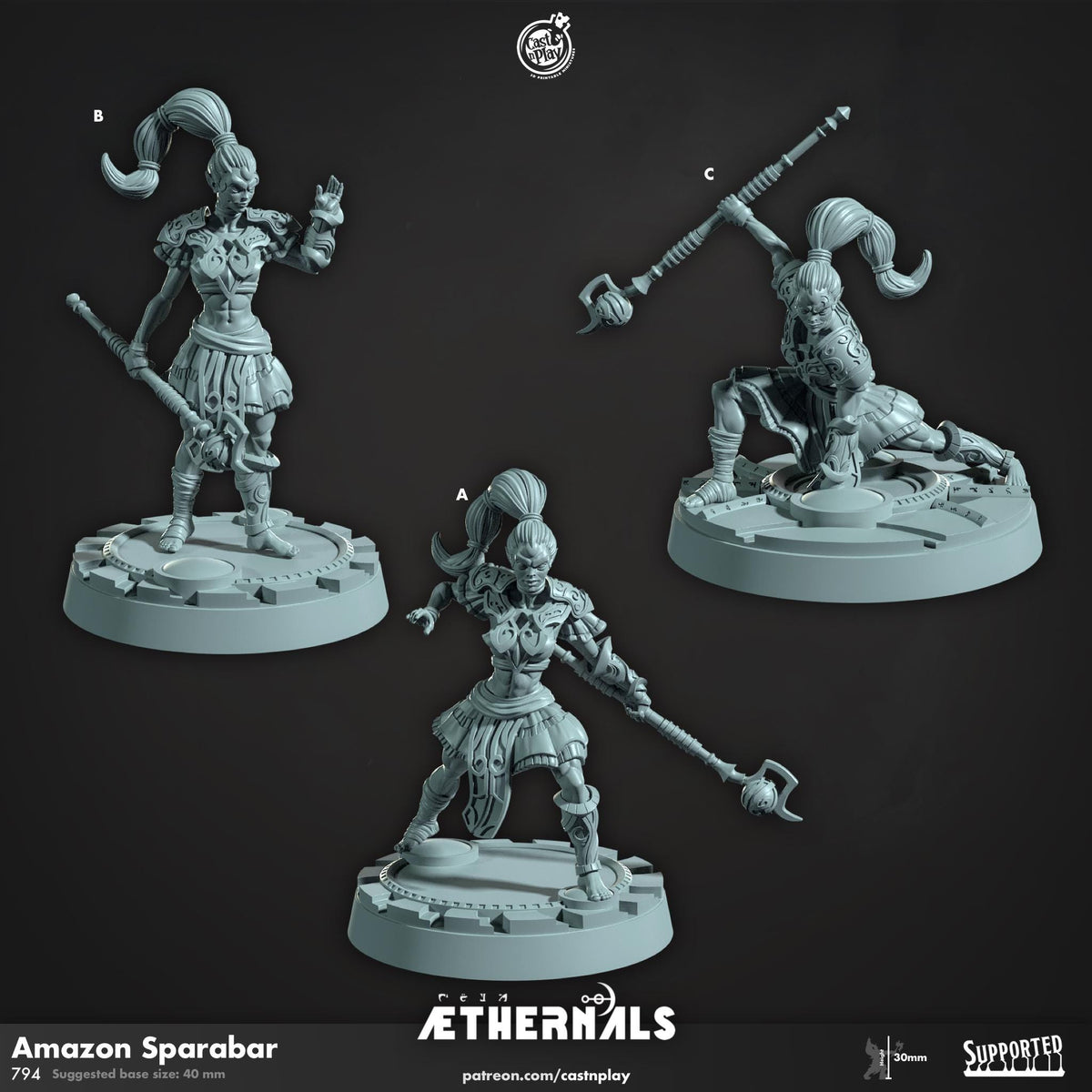 Female Ranger Miniature - resin tabletop miniature front view
