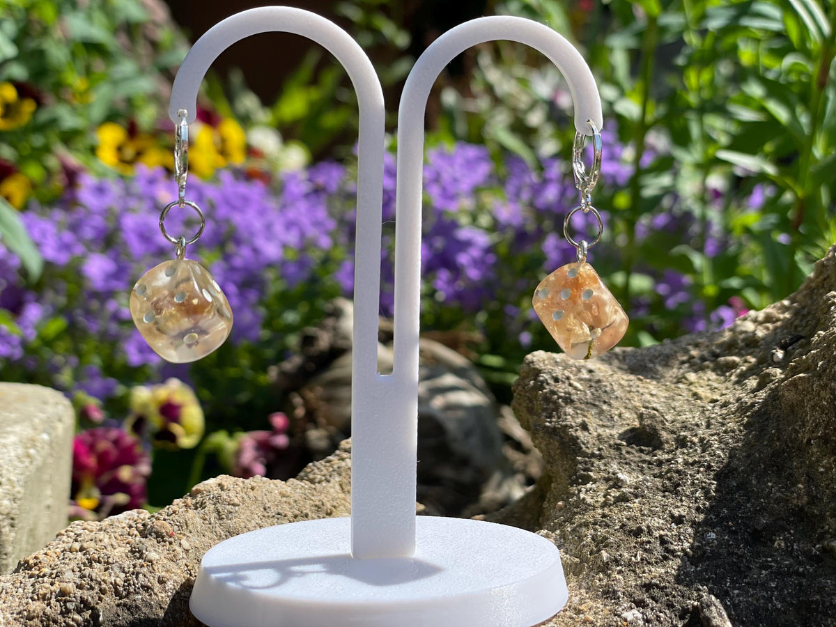 Clear D6 Dice Earrings - resin miniature view 6
