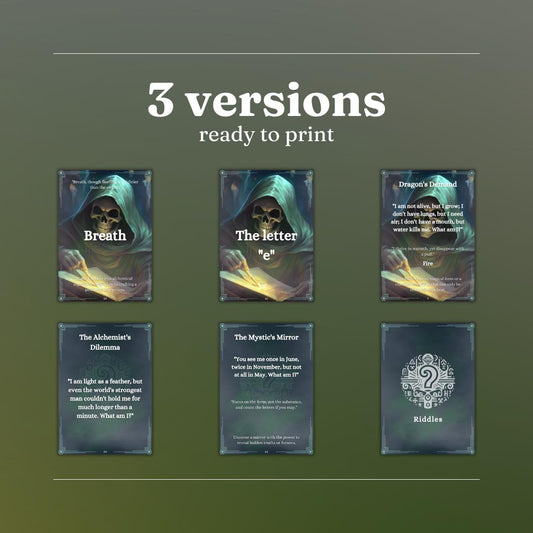 Riddle Cards - printable tabletop RPG resource preview