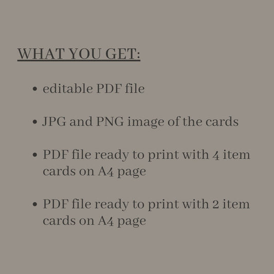 Fillable Item Cards - printable tabletop RPG resource preview