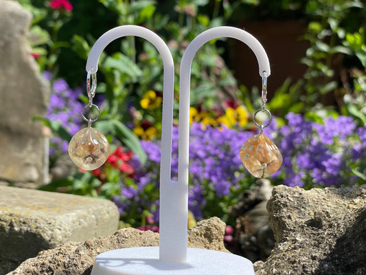 Clear D6 Dice Earrings - resin tabletop miniature alternate angle