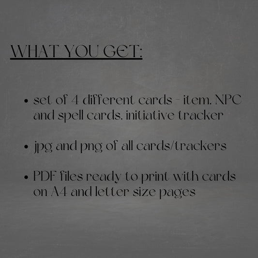 Fillable Cards Set - printable tabletop RPG resource preview