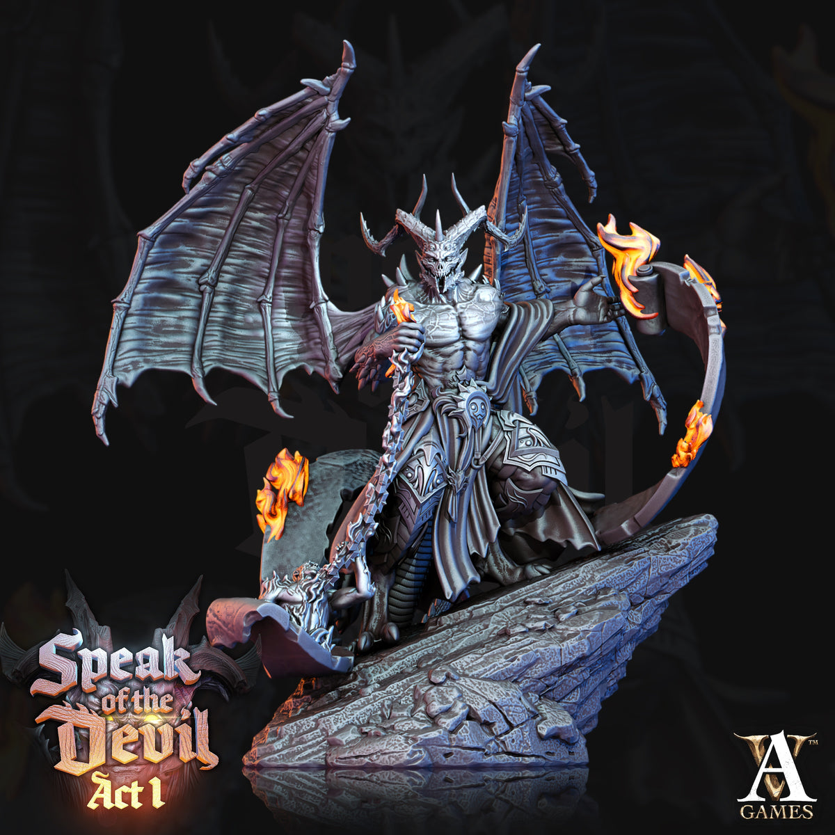 Horned Devil Fantasy Miniatures - paintable tabletop miniature product view