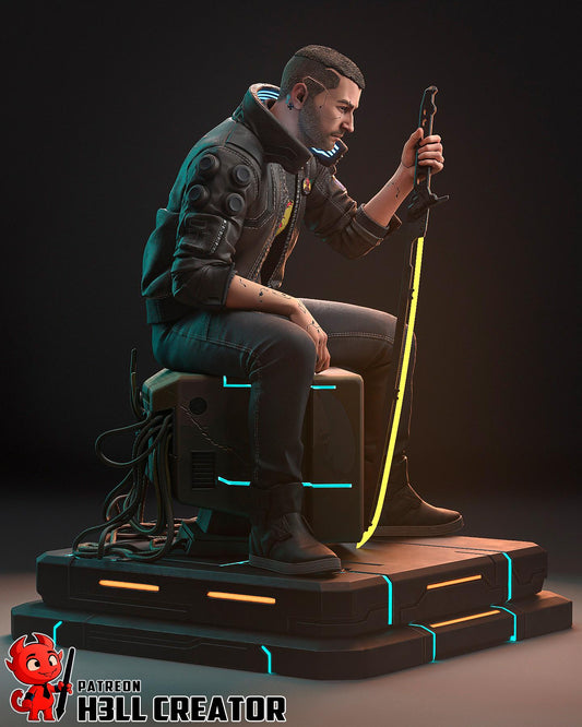 Male V Figure - Cyberpunk 2077 - resin tabletop miniature alternate angle