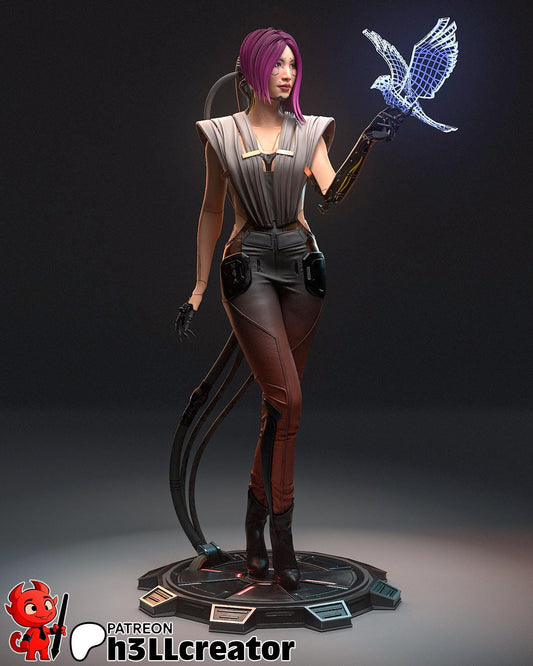 Songbird Figure - Cyberpunk 2077 - resin tabletop miniature alternate angle