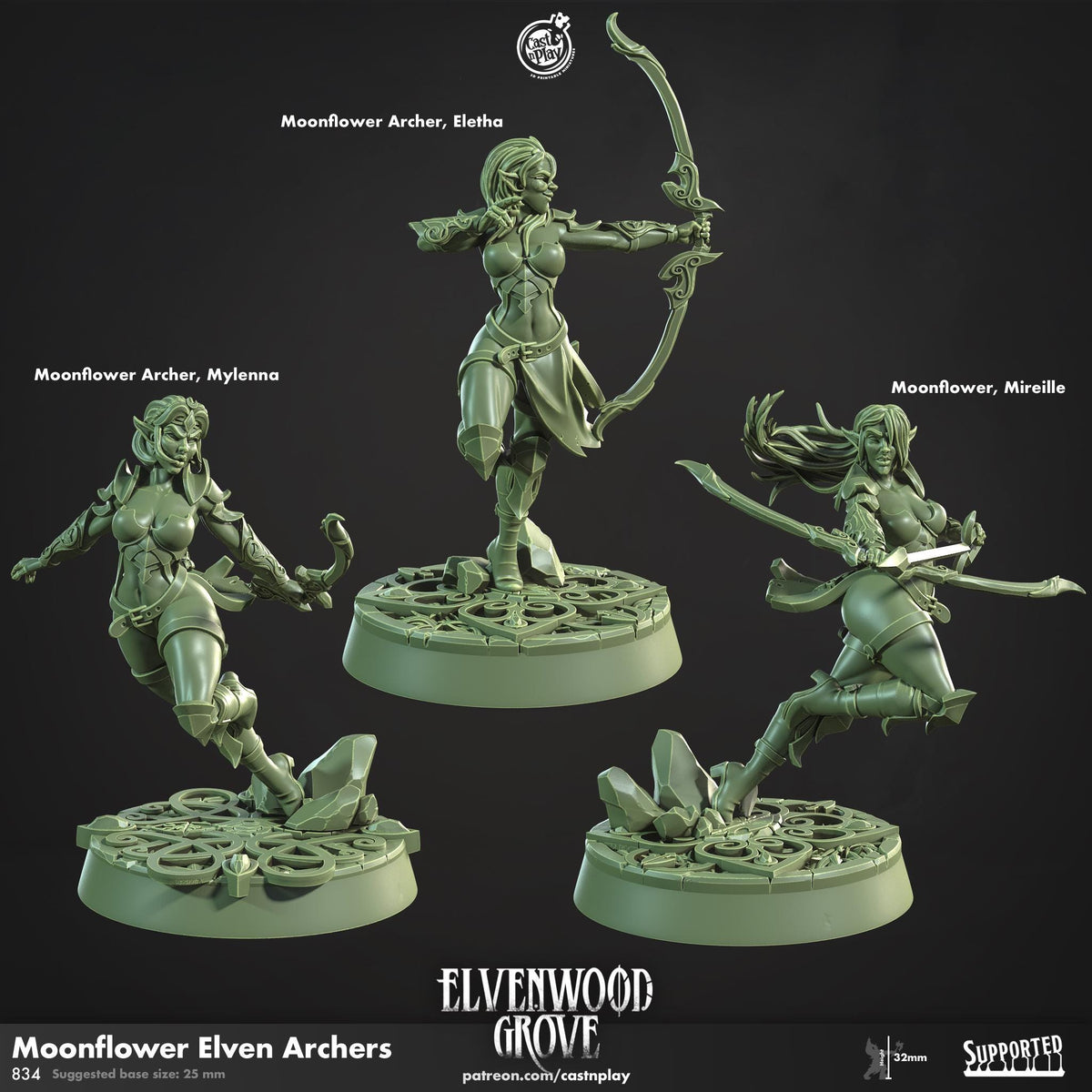 Elf Ranger Miniature - resin tabletop miniature front view