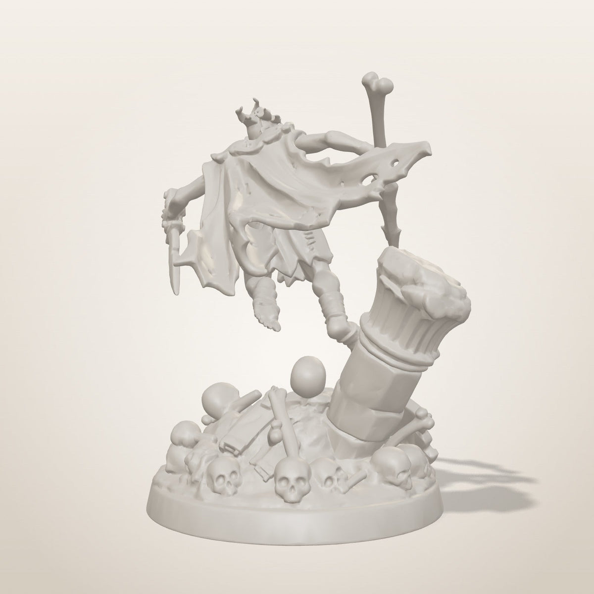 Undead Assassin miniature — rear studio render of the unpainted sculpt, Late Night Miniatures