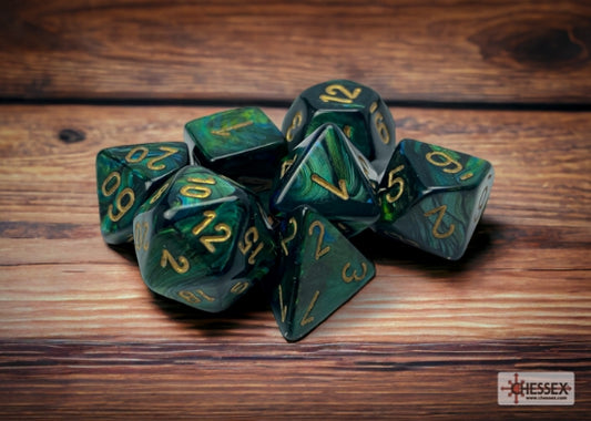 Chessex Scarab Jade/gold Polyhedral 7-Dice Set