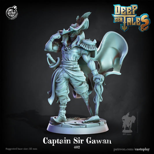 Pirate Captain Miniature - resin tabletop miniature front view