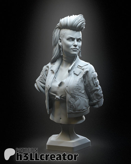 Rogue Amendiares Bust - Cyberpunk 2077 - resin tabletop miniature front view